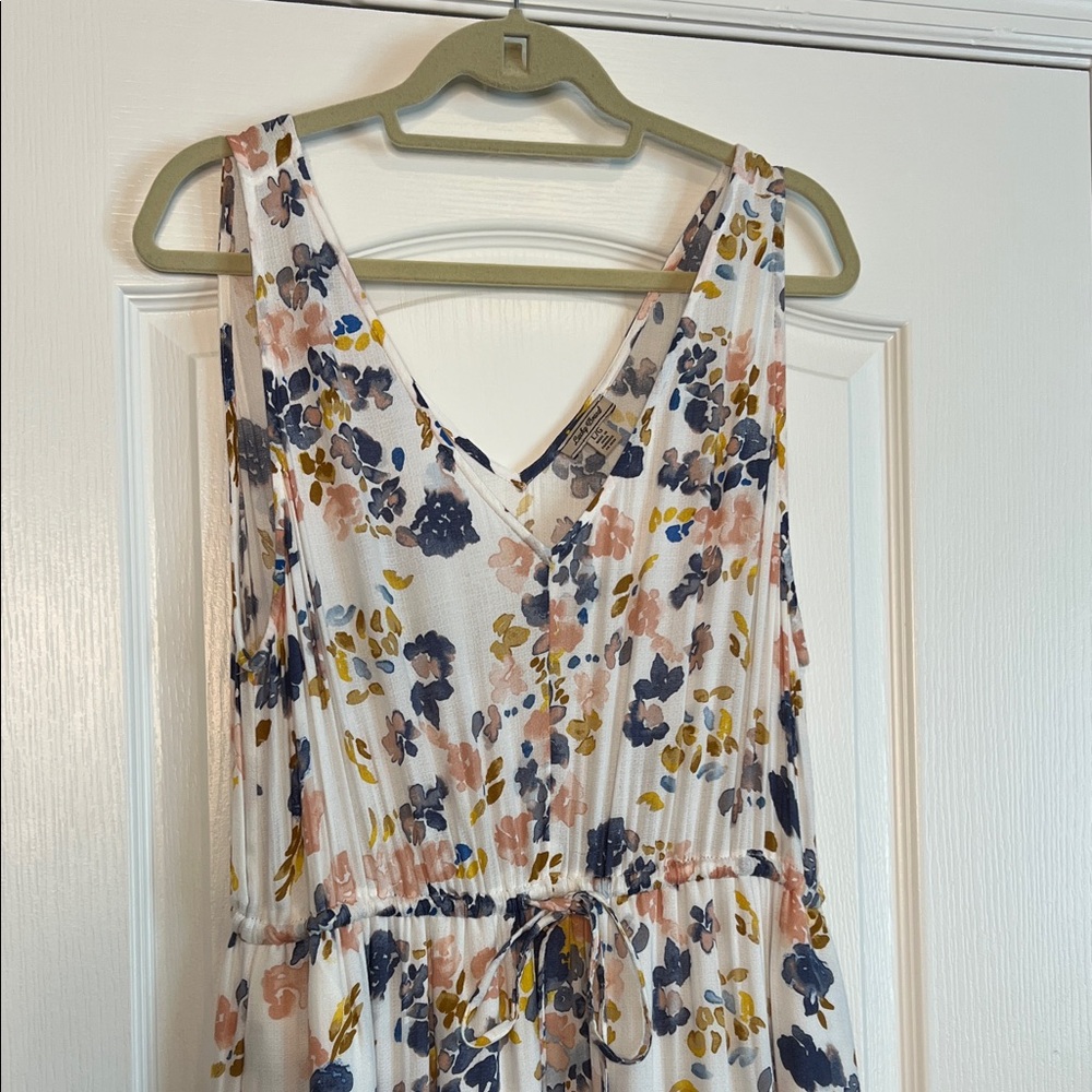 Lucky Brand White Floral Maxi Dress with Blue and Peach Flowers - Picture 5 of 8